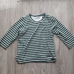 Green Striped Mid-Sleeve Shirt